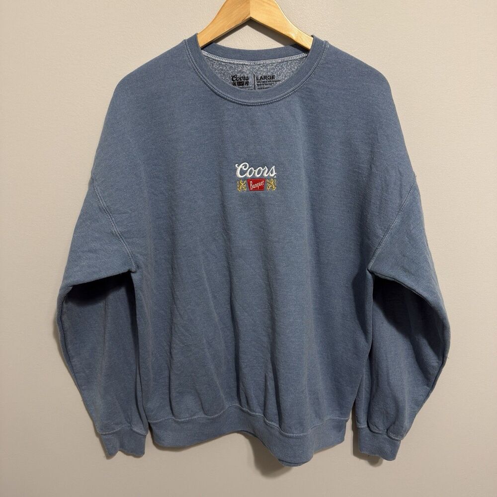 Coors Sweatshirt Mens Large Blue Fleece Beer Graphic Crewneck Banquet